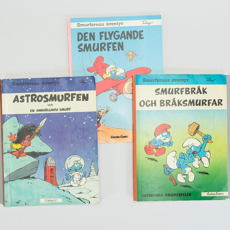 PARTI SMURFFÖREMÅL, 50 stycken, 1970/80/90-tal.