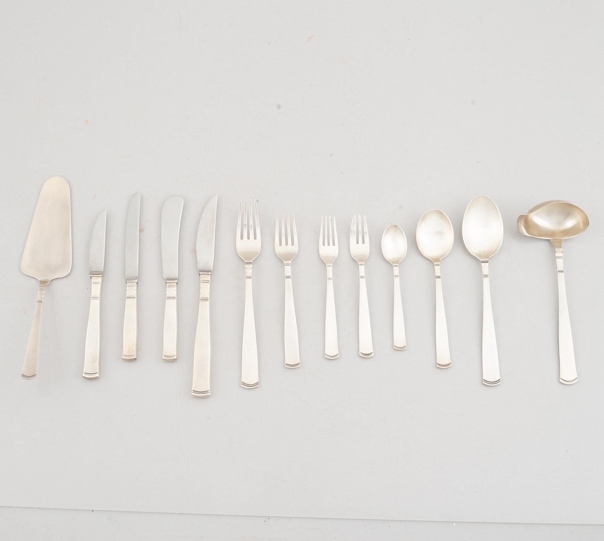 A Swedish Silver Cutlery, Jacob Ängman, 'Rosenholm', GAB, some Eskilstuna 1990 (92 pieces).