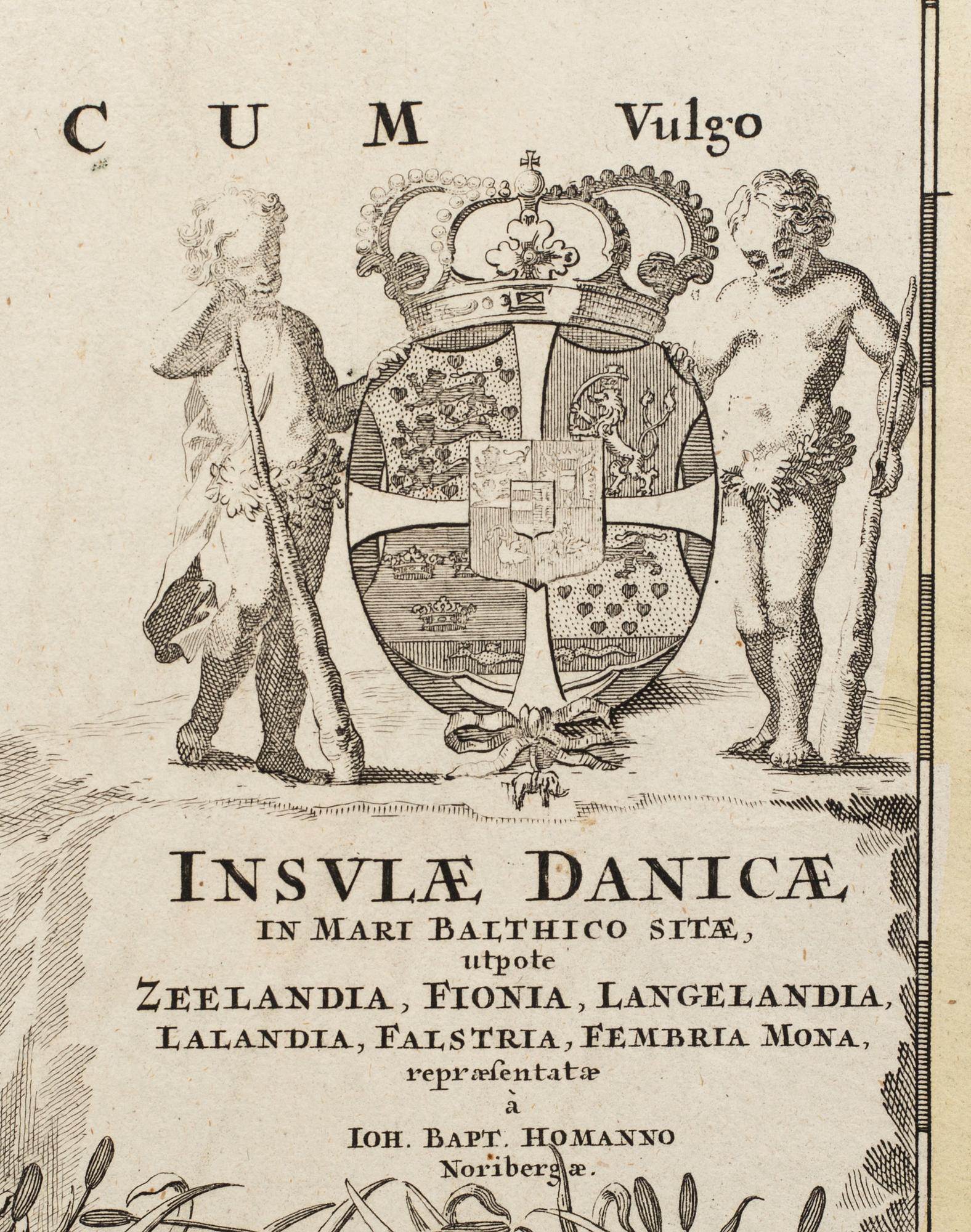 KARTA, "Insviae Danicae..."Johann Baptist Homann.  Ca 1720-tal.