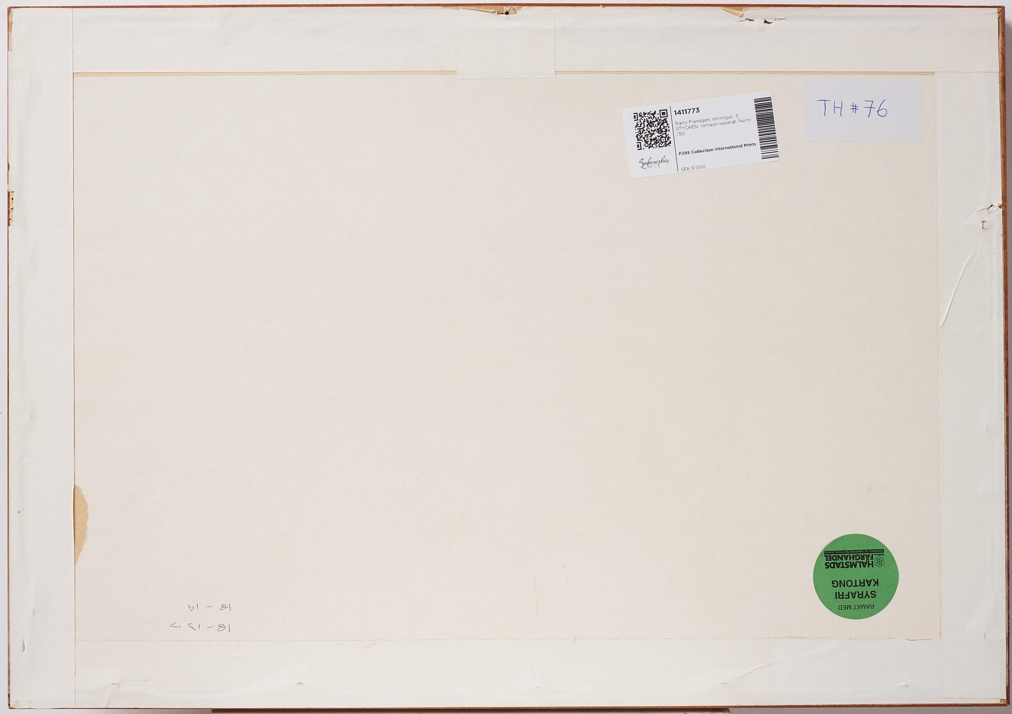 Barry Flanagan, tre stycken etsningar. Samtliga signerade. En numrerad 42/50 och två numrerade 44/50.