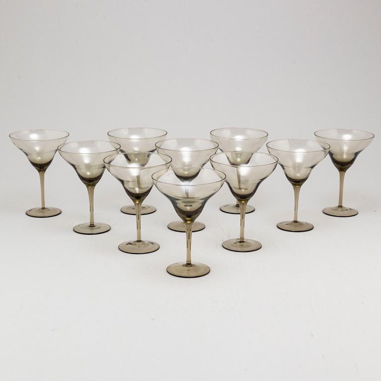 Ten champagne glasses/bowls, 1920s.