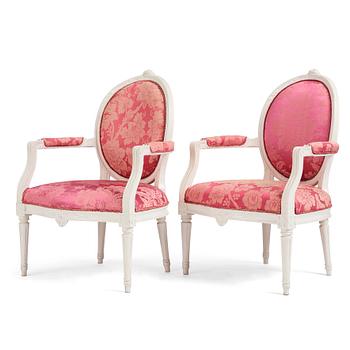 A pair of Gustavian armchairs by J Malmsten.