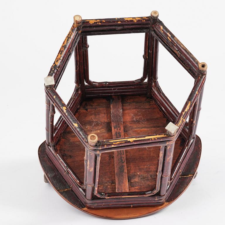 A Chinese bamboo horseshoeback armchair, late Qing dynasty.