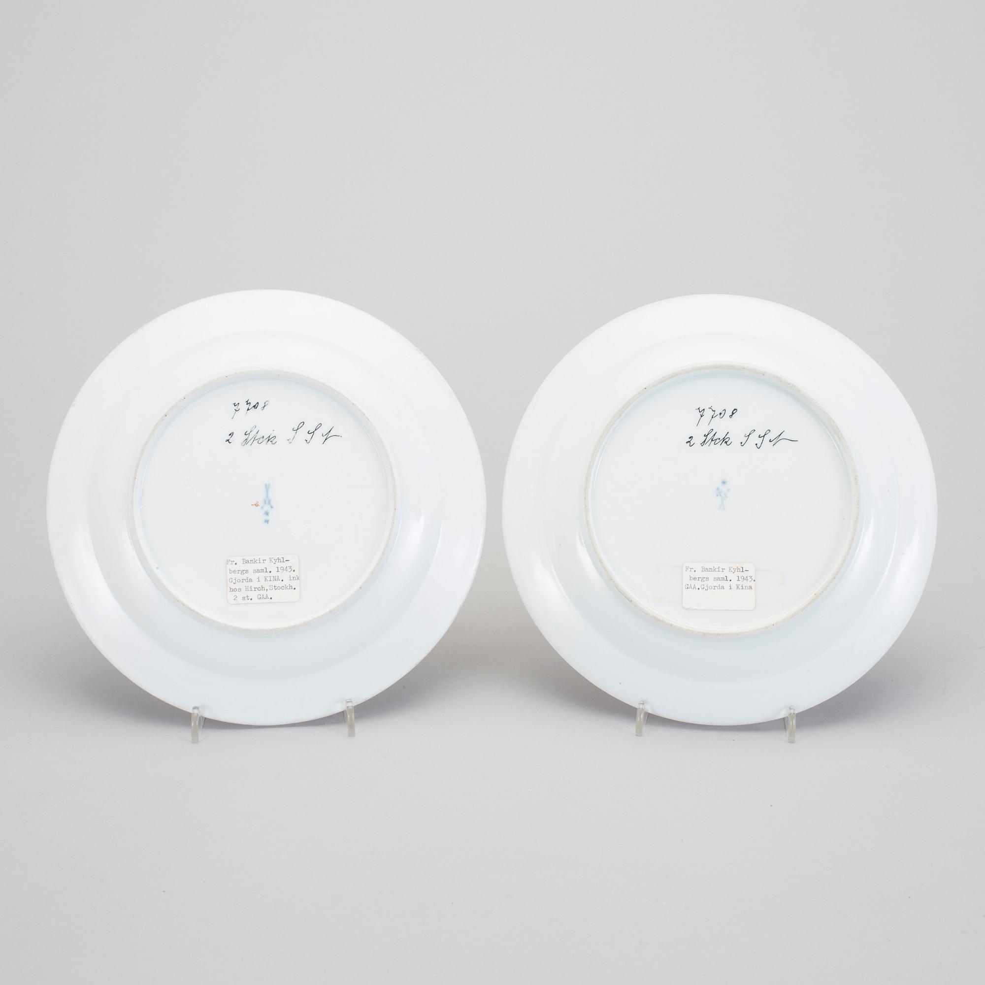 TALLRIKAR 2 st, porslin, Meissen. Marcolini perioden 1774-1813.