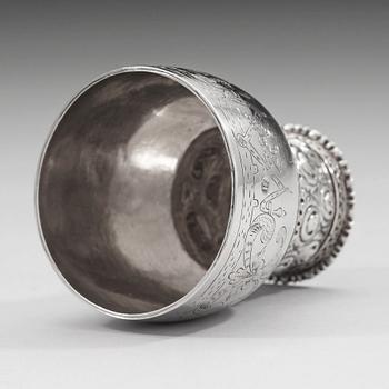 A Norwegian 17th century silver roemer, mark of  Jochum Hansen Fendt (Skien c 1682 - 1711).