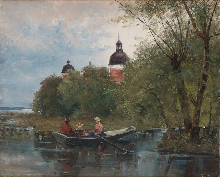 Severin Nilson, Women rowing by the castle of Gripsholm.