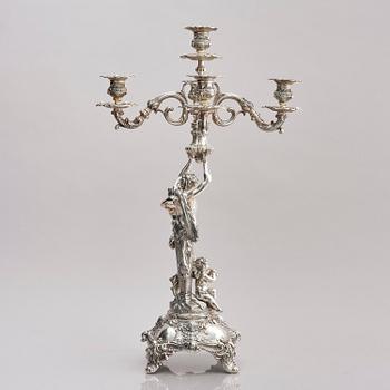 Lale Silverware & Co Ltd, femarmade kandelabrar, tre stycken, sterling silver, Istanbul, Turkiet 1900-tal.