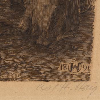 AXEL HERMAN HÄGG, Etching, 1891, signed.