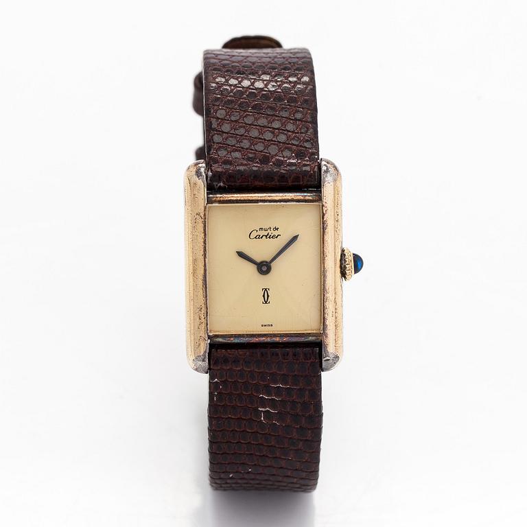 Cartier, must de Cartier, Tank, "Lemon Dial", rannekello, 20,5 x 20 (28) mm.