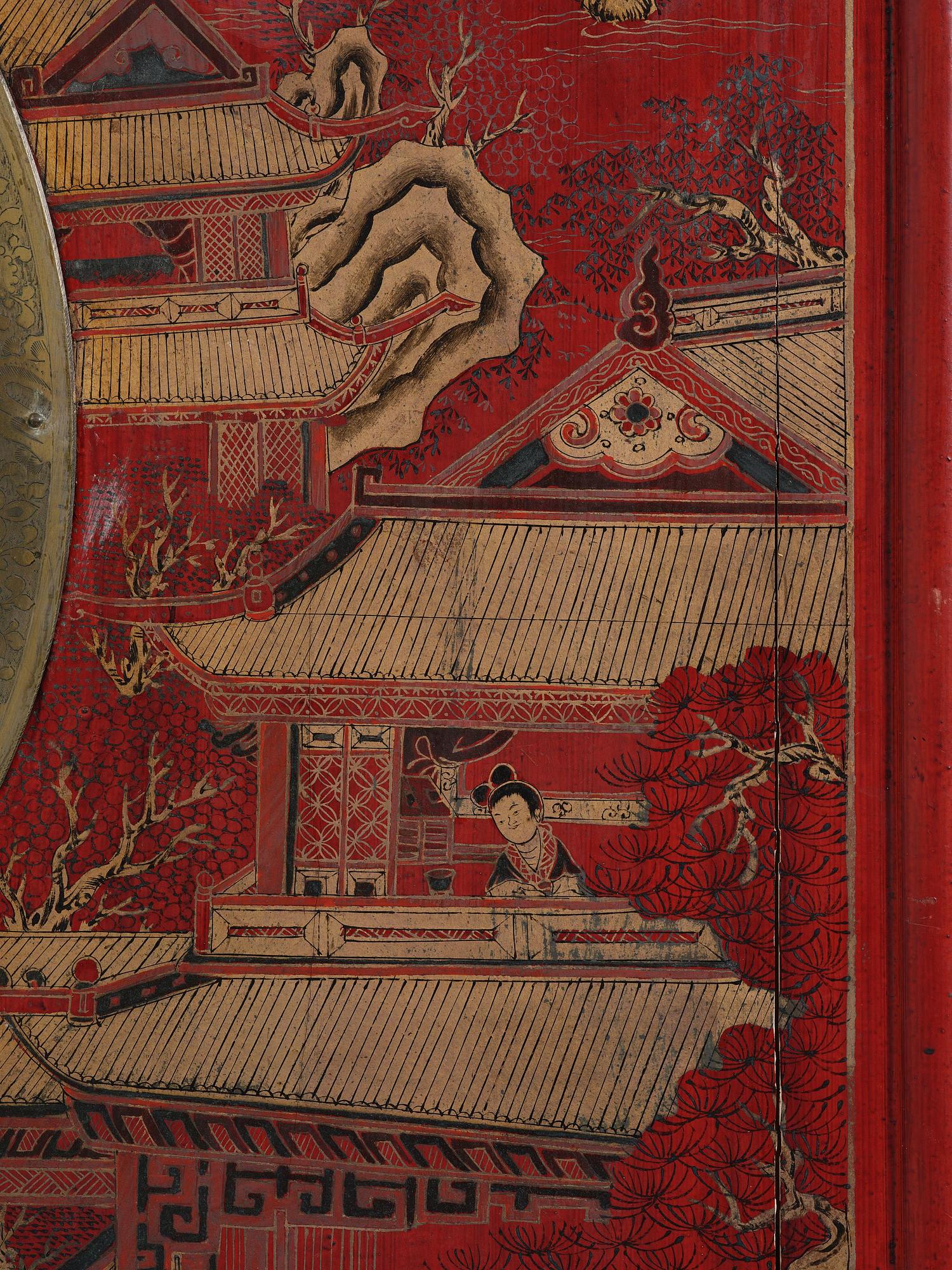 Skåp, förgyllt och rödlackerat. Qingdynastin, 17/1800-tal.