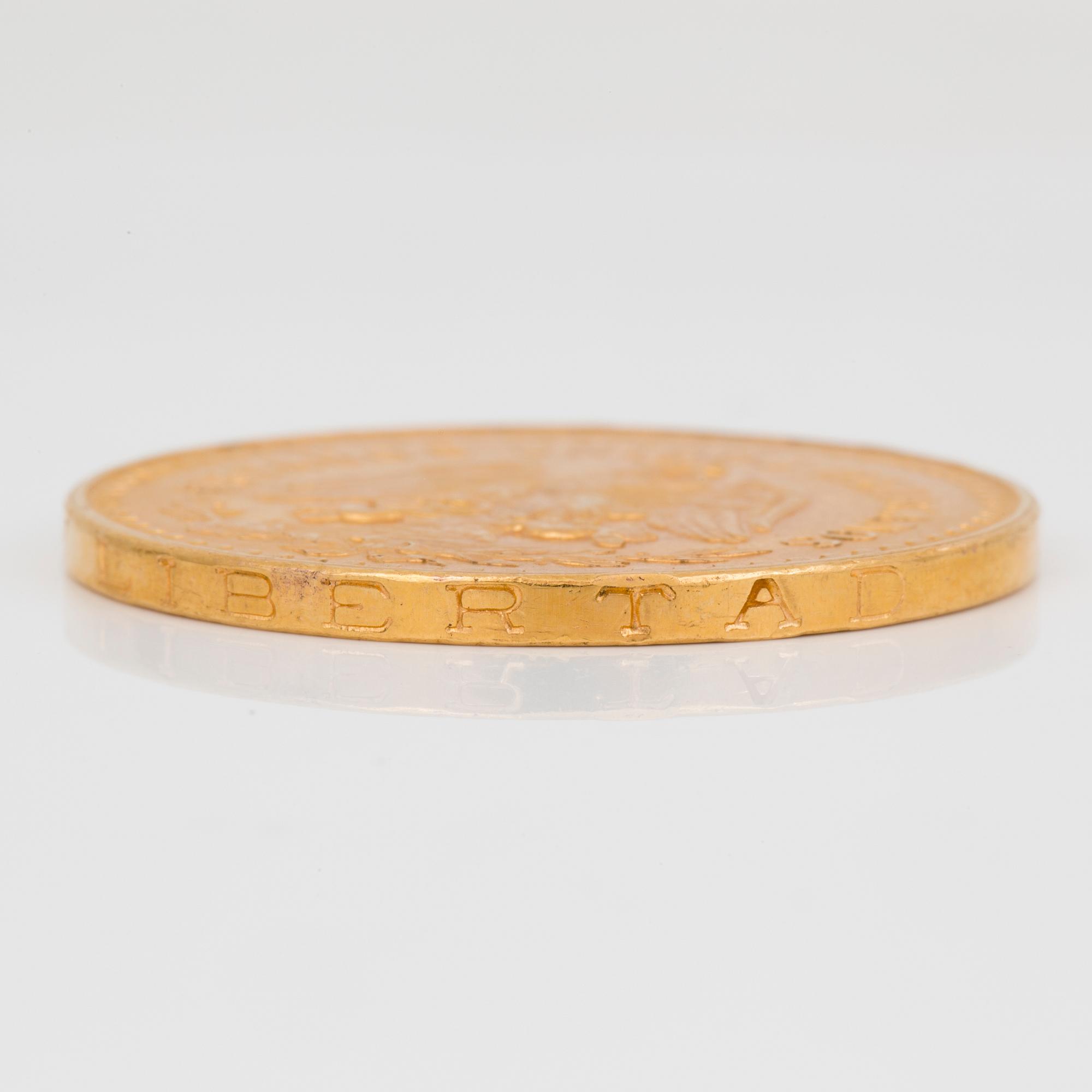 GULDMYNT, 50 Pesos Estados Unidos Mexicanos, Oro Puro. 21k, vikt ca 41 g.