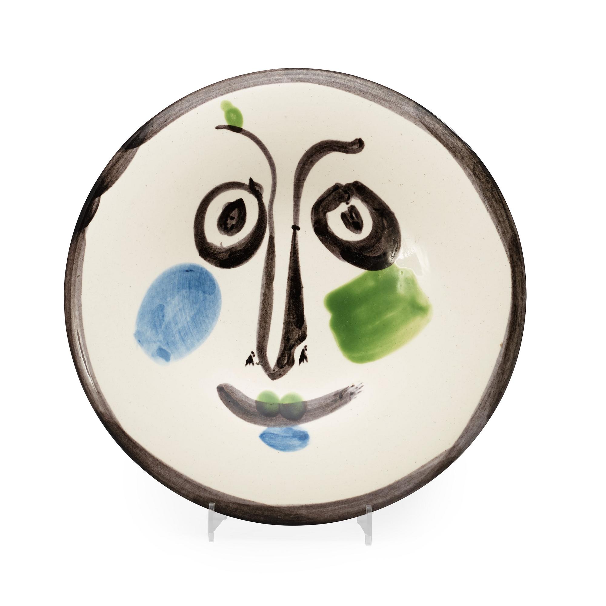 A Pablo Picasso 'Visage No 197' faience dish, Madoura, Vallauris, France 1963.