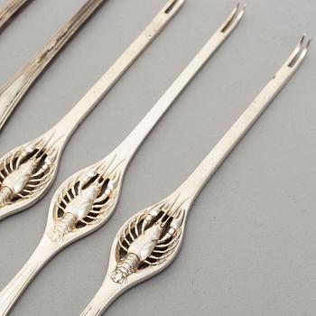 HUMMERGAFFLAR, 6+3 stycken, silver, bland annat Karl Anderson,  Stockholm (1892-1933), 1910-20-tal.