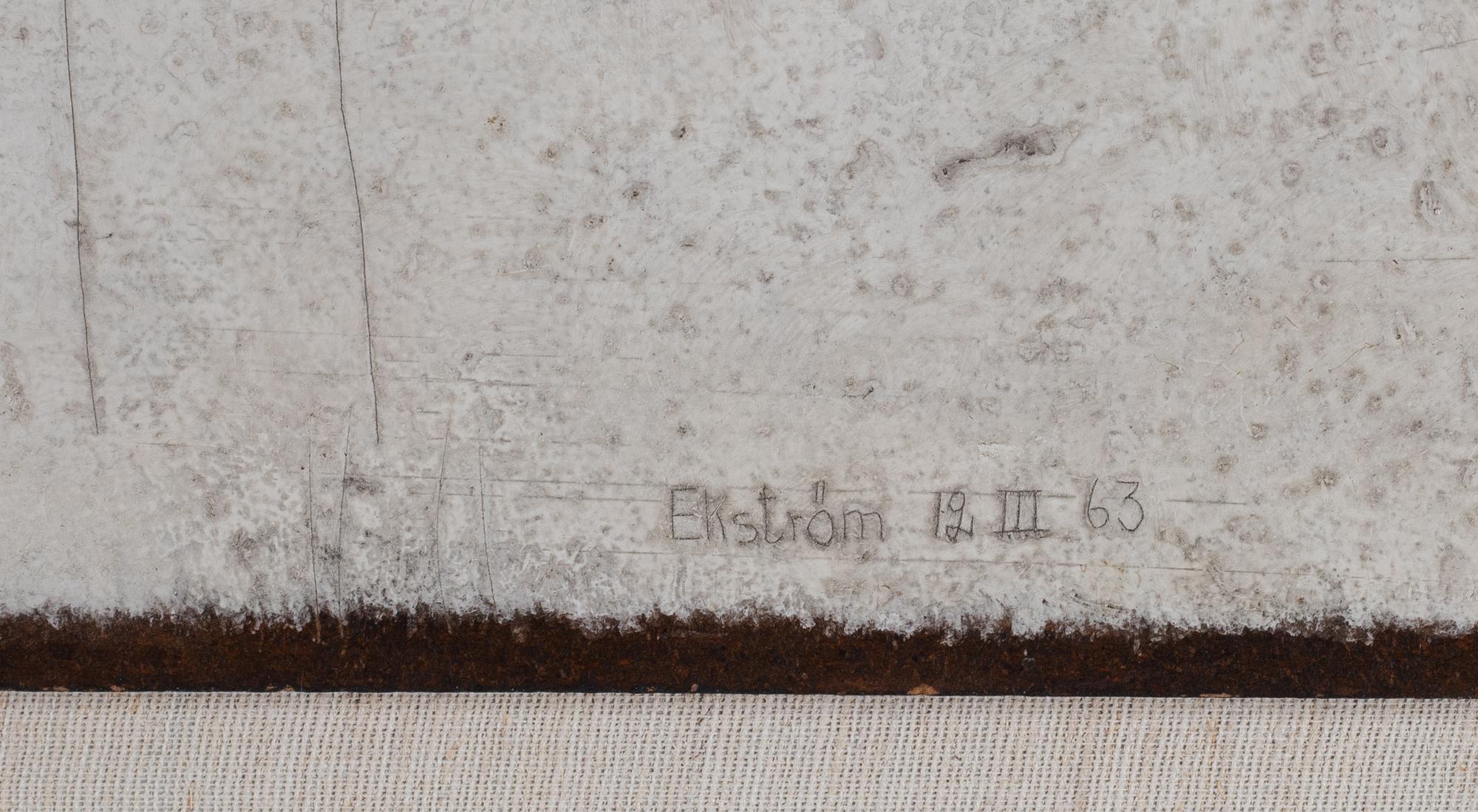 Thea Ekström, mixed media on panel, signed and dated 12/III-63.