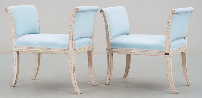 A pair of late Gustavian circa 1800 stools.