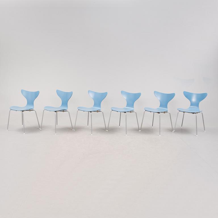 STOLAR, 6 stycken, "Liljan", Arne Jacobsen, 1970-tal.