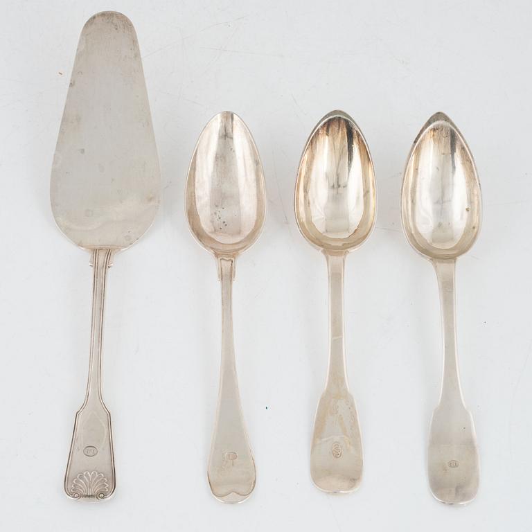 Bestick, 15 st, silver, 1800-1900-tal.