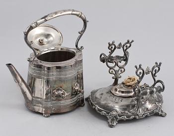 TEKANNA MED VÄRMESTÄLL, nysilver, 1900-tal.