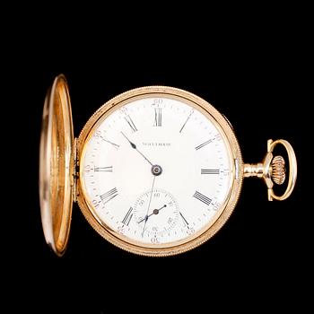 FICKUR, 14 k guld, savonett, Waltham. Även innerboett av 14 k guld.