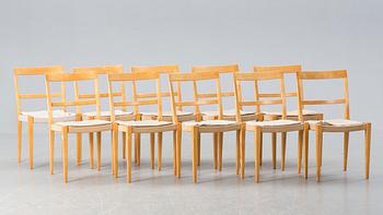 BRUNO MATHSSON, stolar 10 st, "Mimat", Matsson International Värnamo.