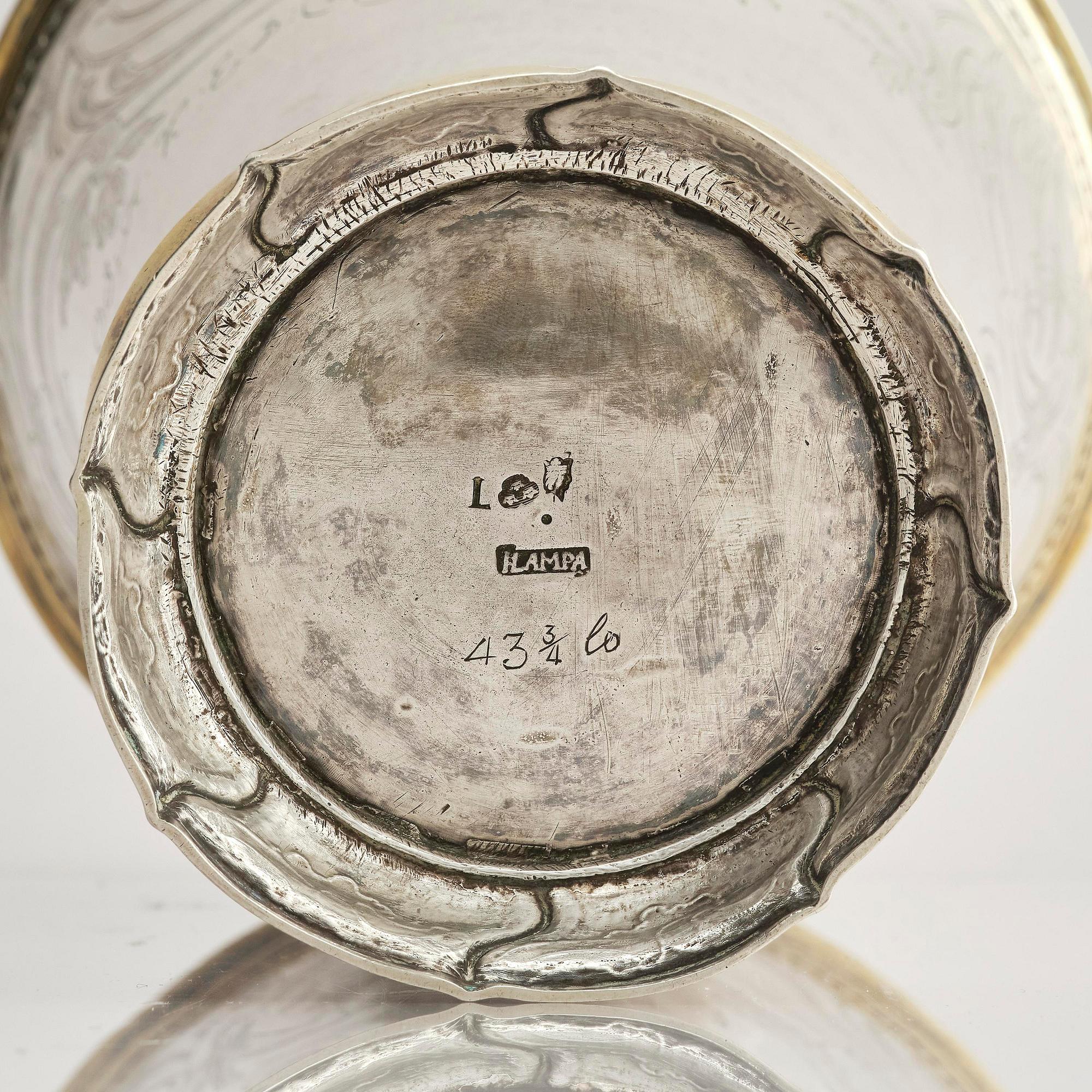 A Swedish 18th century parcel-gilt silver beaker, mark of Jakob Lampa, Stockholm 1769.