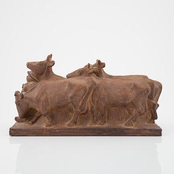 Bing & Gröndahl, figurine/sculpture, teracotte, signed, "Oxspann".