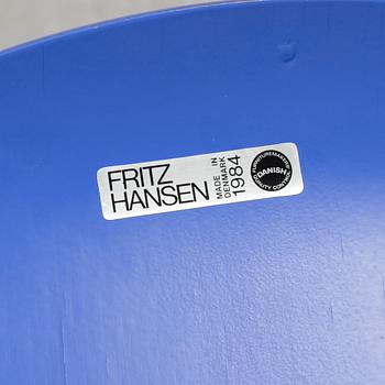 A set of four 1980s Arne Jacobsen "Sjuan" from Fritz Hansen.