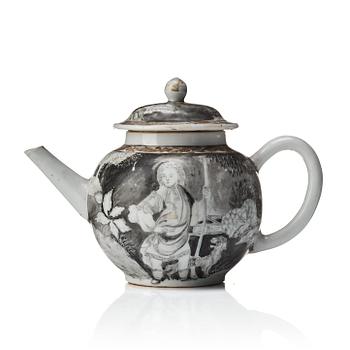 812. A grisaille and gold tea pot with cover, Qing dynasty, Qianlong (1736-95).