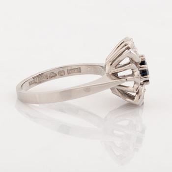 Sapphire and eight cut diamond ring. Evert Lindberg, Göteborg, 1980.