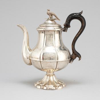 A Swedish 19th century silver coffee-pot, mark of Carl Nystrom, Stockholm 1848.