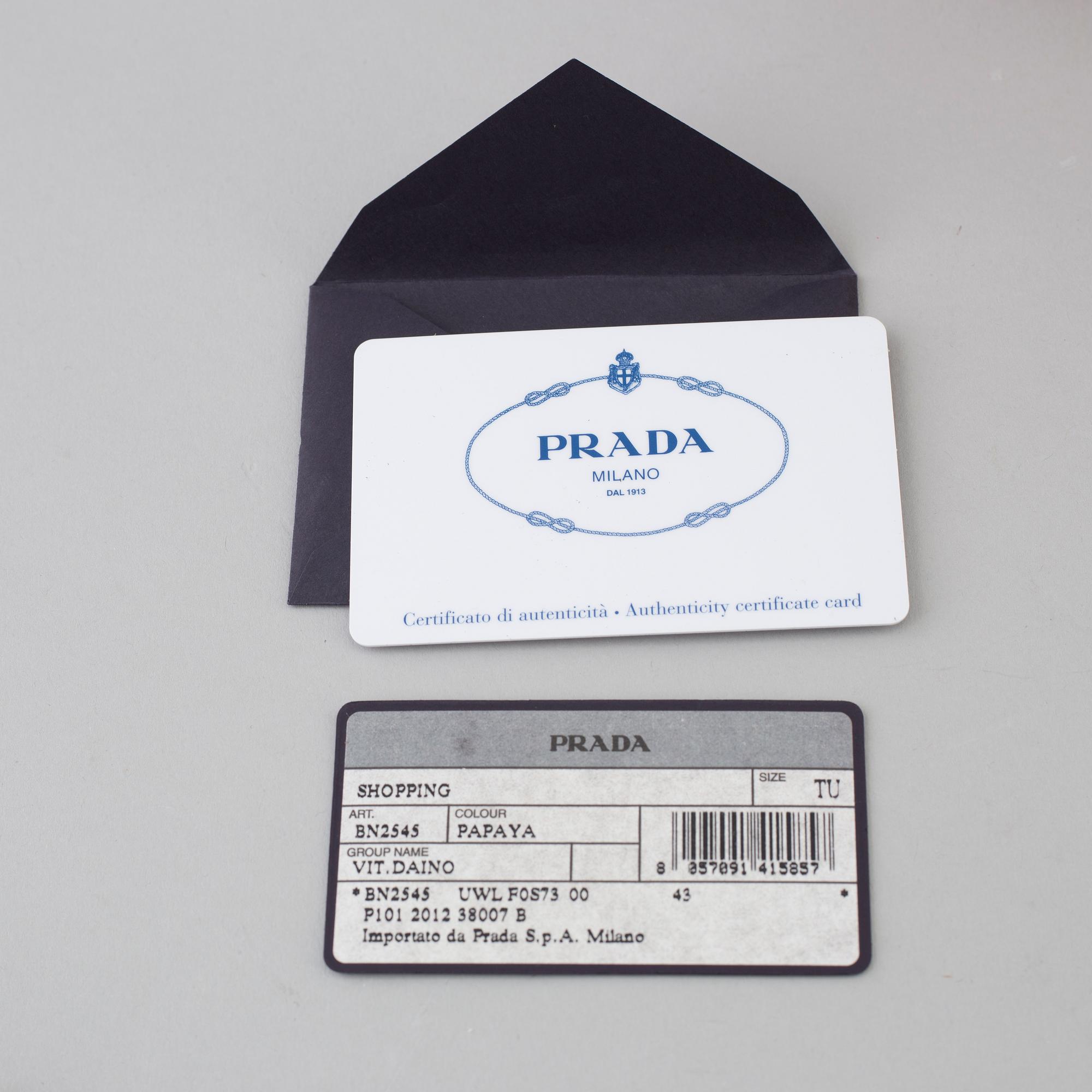 A 2012 Prada bag, made in Italy.