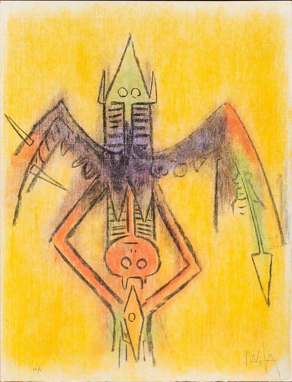 WIFREDO LAM, a lithograph in color. Numbered XV/L and signed.