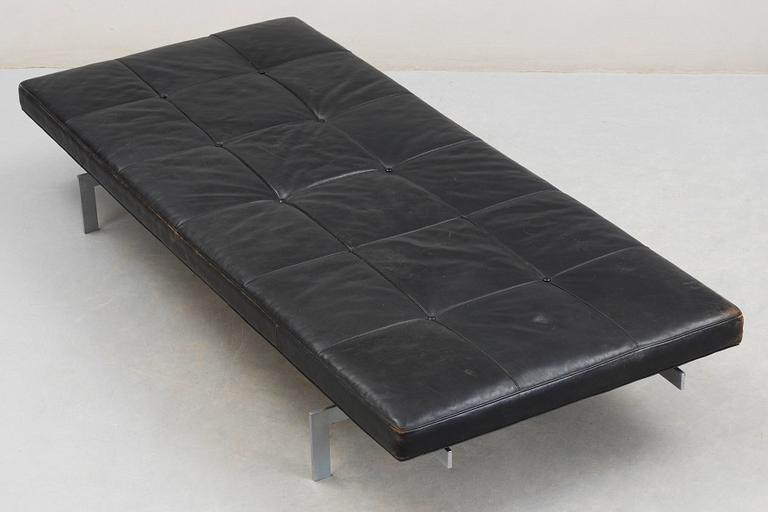 A Poul Kjaerholm black leather 'PK-80' daybed by E Kold Christensen, Denmark.