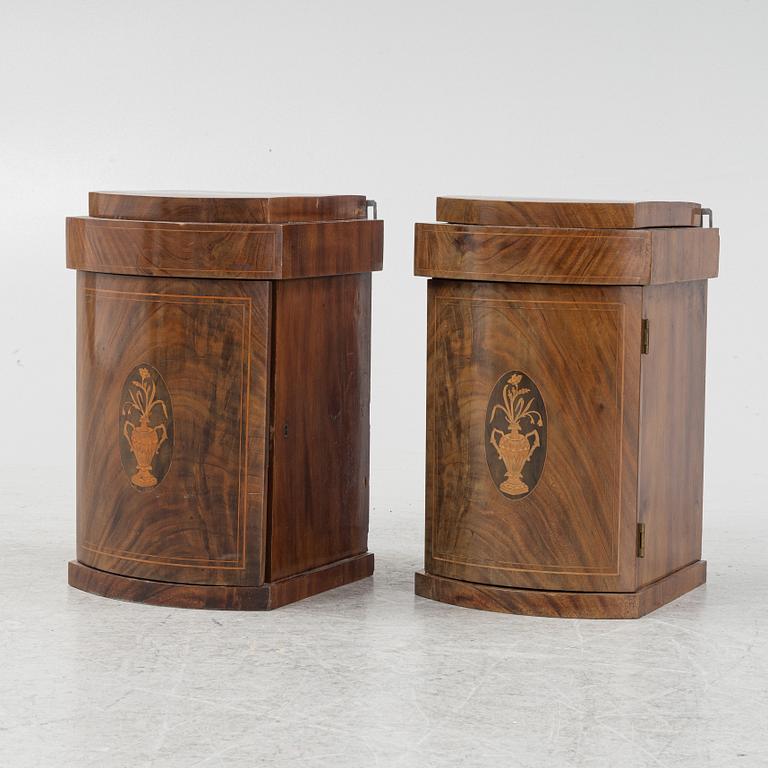 A pair of Empire style wall cabinets, around the year 1900.