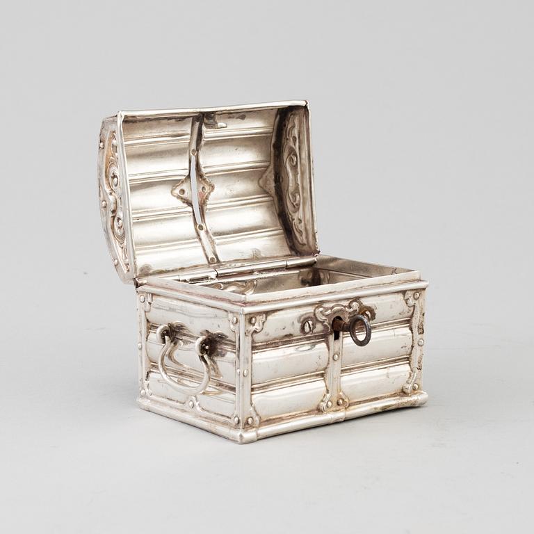 A silver money box by Gustav Dahlgren, Malmö 1863. Weight ca 118 gram.