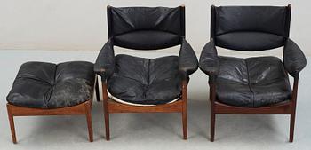 FÅTÖLJER OCH FOTPALL, ett par + 1, "Modus", Christian Vedel, Danmark, Sören Willadsen Möbelfabrik, 1960-tal.