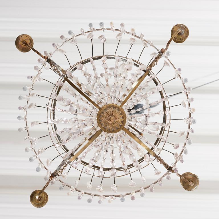 A late Gustavian five-light chandelier, early 19th century.