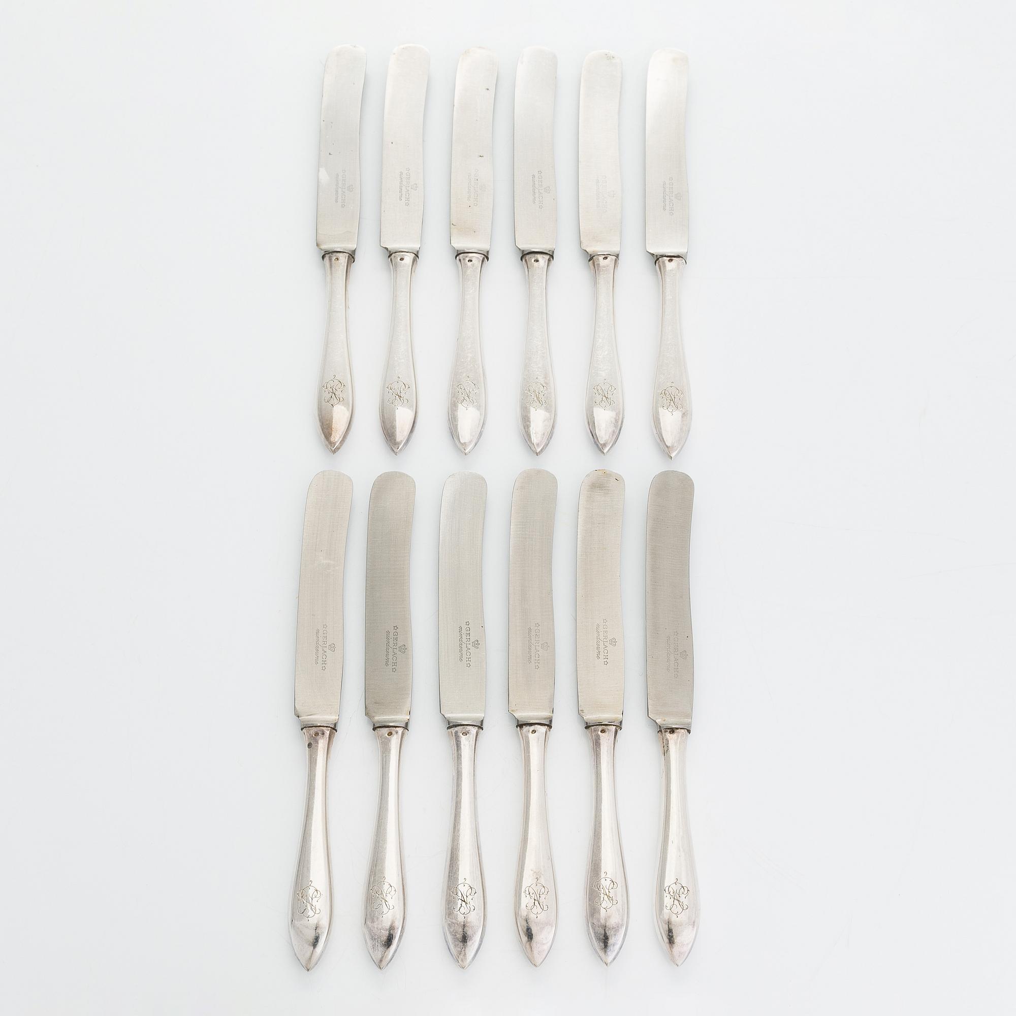 Bestickuppsättning för 12, totalt 108 delar, silver, Warszawa, Polen 1931-1963.