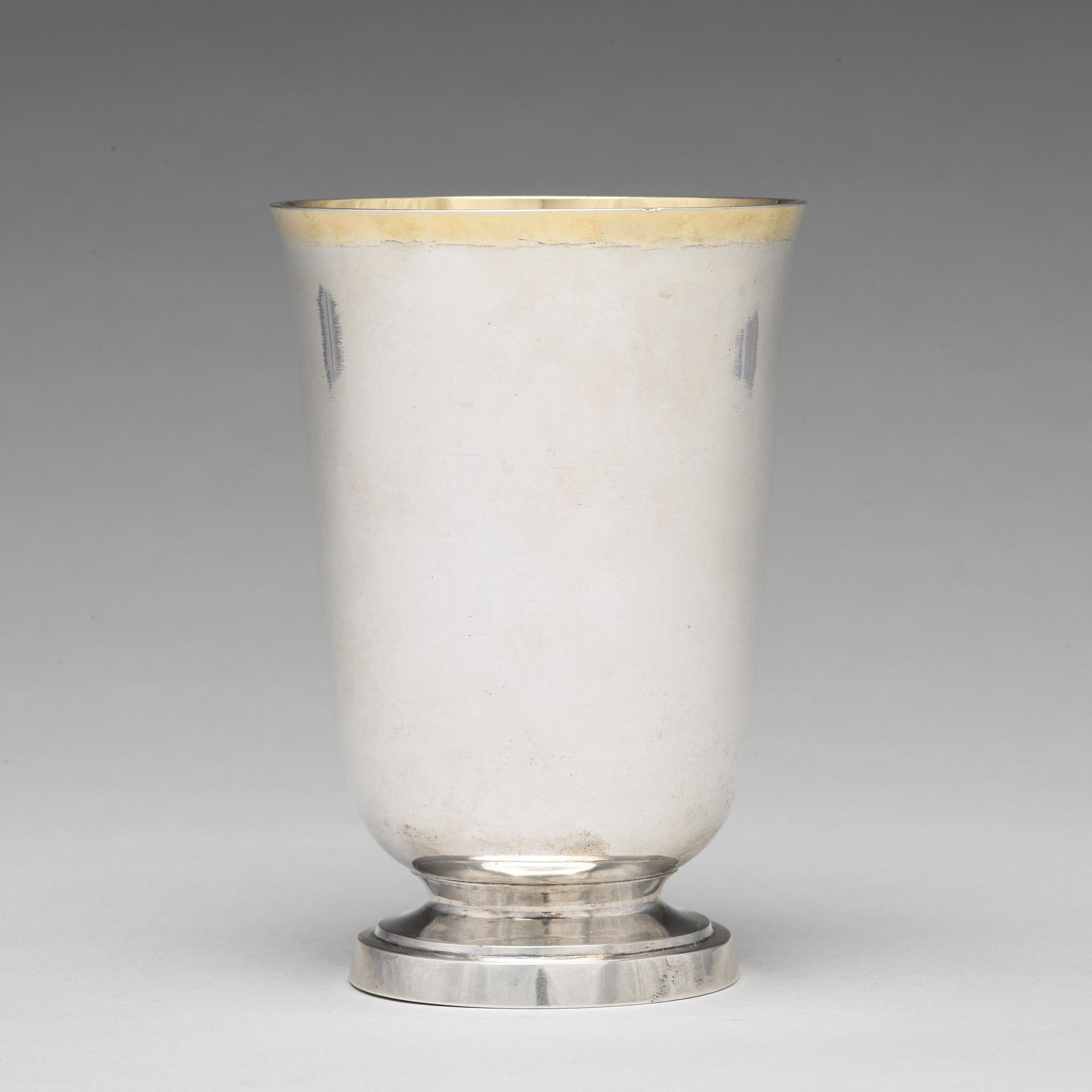 A Swedish 19th century parcel-gilt silver beaker, mark of Adolf Zethelius, Stockholm 1820.