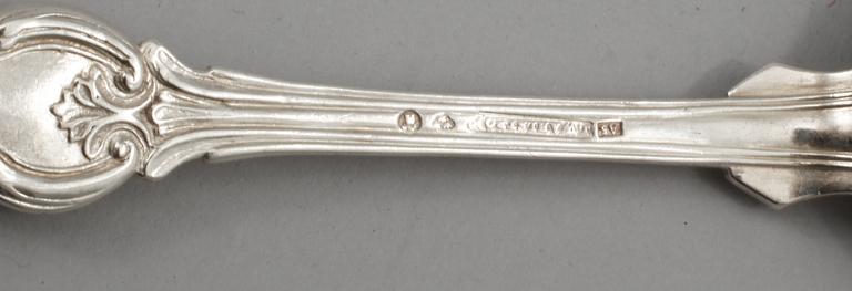 MATSKEDAR, 9 st, silver, Johan Wahlström, Jönköping, 1855, vikt 644 gram.