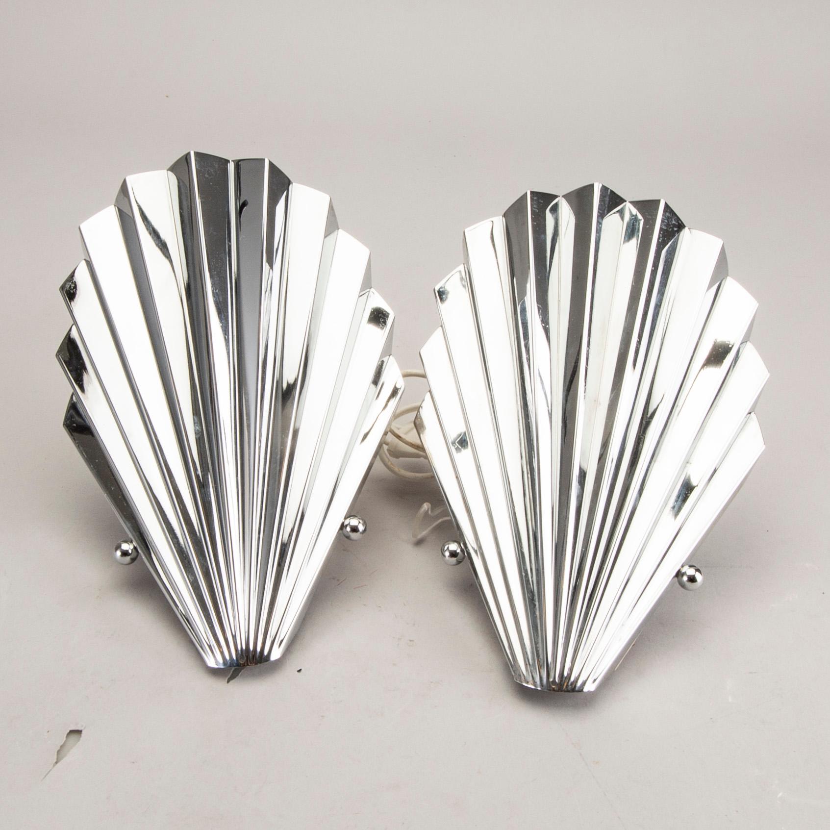 Vägglampor, 4 st, Art-Deco stil, 1900-talets andra hälft.