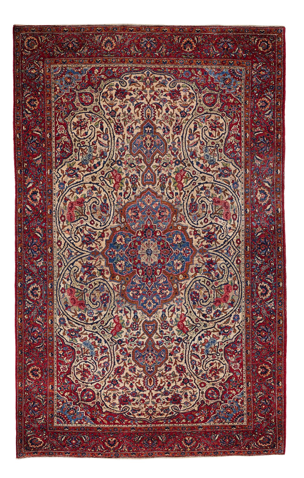 Matto, a semi-antique silk Kashan, ca 212,5-214,5 x 134,5-135,5 cm.