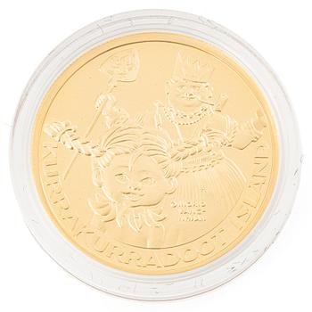 Guldmynt, Pippi i Söderhavet, 5 Niue dollar, 21,6 karat, Mynthuset.