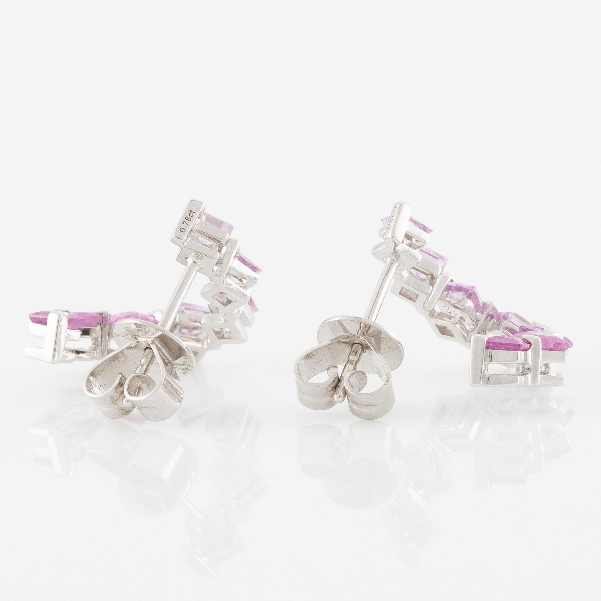 Örhängen 18K vitguld med rosa safirer.