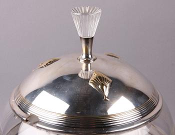 BÅLSKÅL, nysilver och glas. WMF, 1900-talets början.