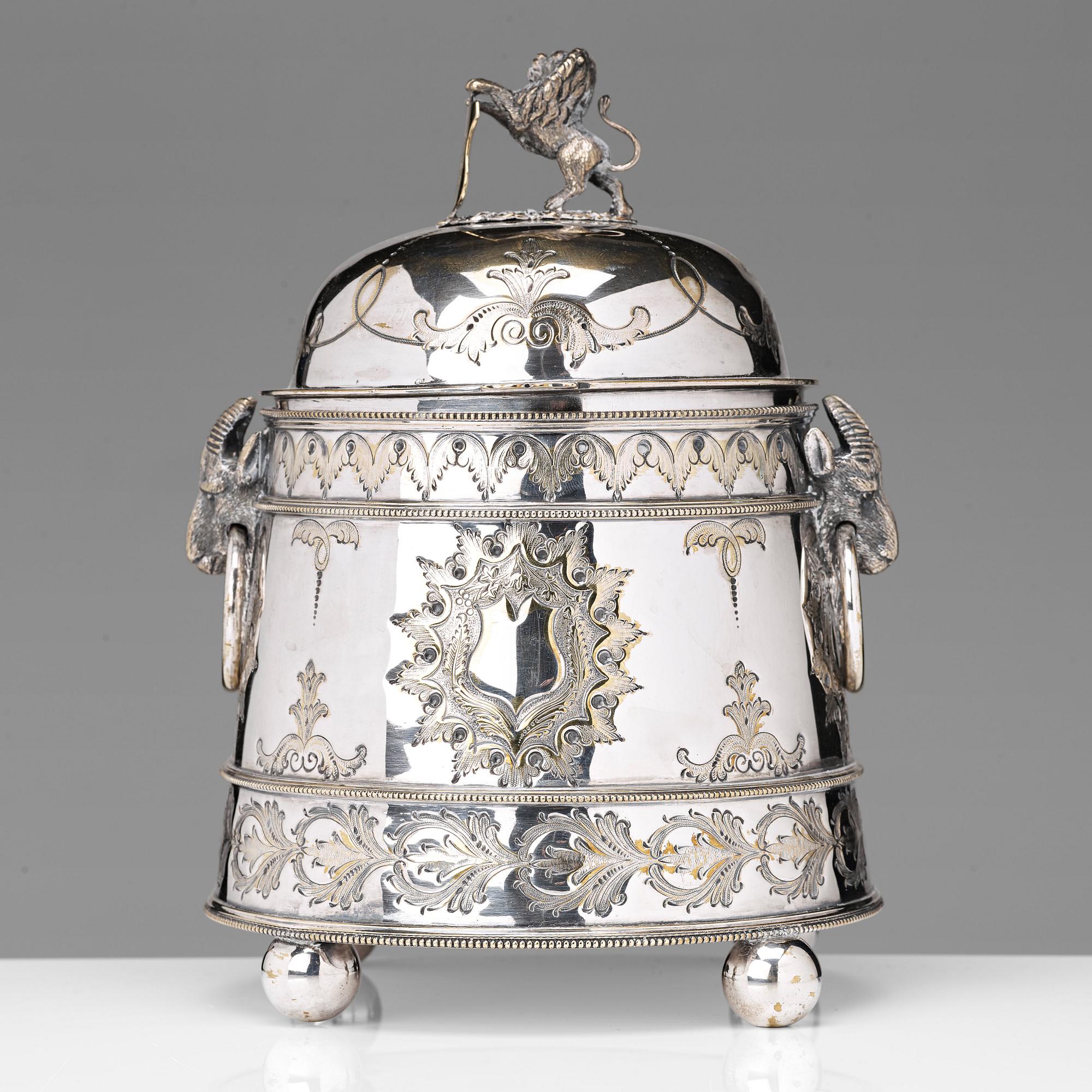 A 20th century plated jar and cover.