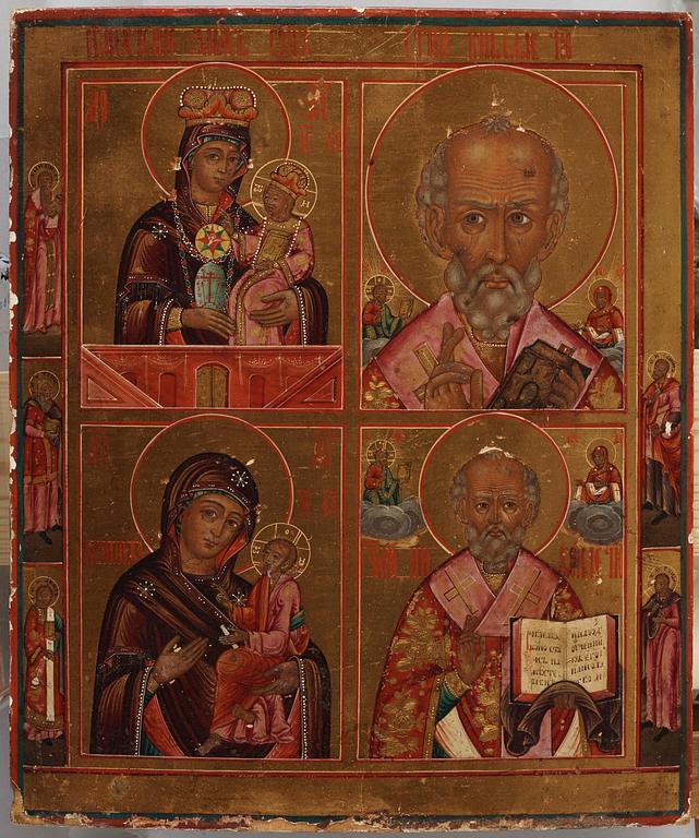 A Russian 19th century brass and silver icon, Vetka.