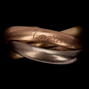 RING, Cartier "Trinity".  Gul-, röd- och vitguld. Etui + certifikat 2006. Vikt 8,3 g.