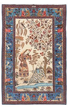 413. A signed Kashan 'Dabir' carpet, ca 206 x 136 cm.