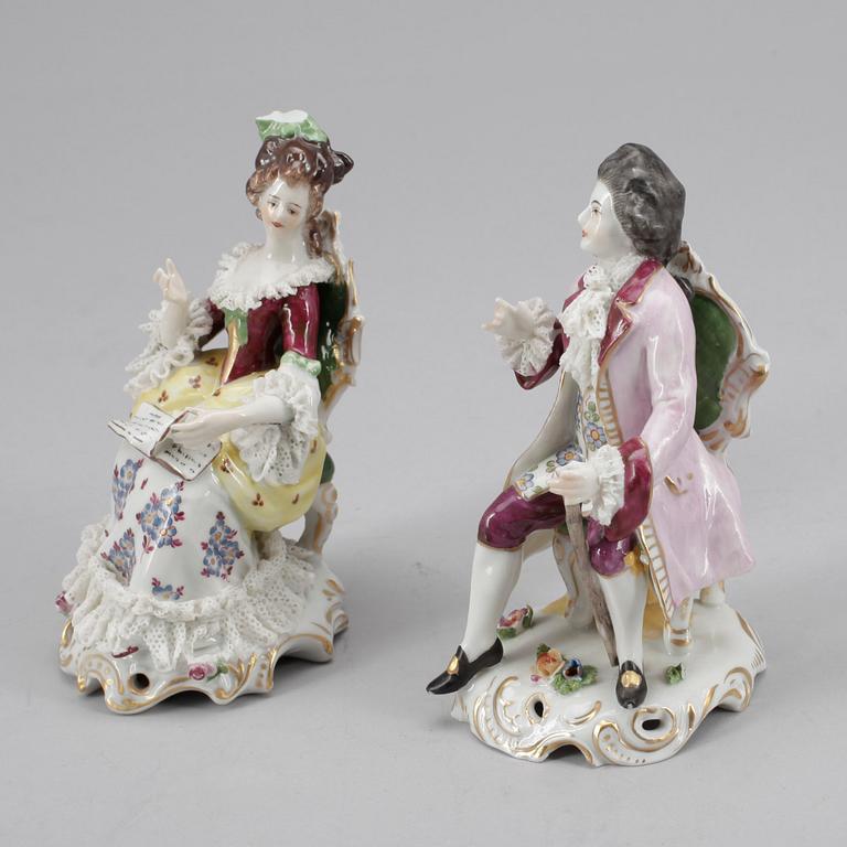 FIGURINER, 2 st, porslin, Neapel, Italien, 1800-tal.